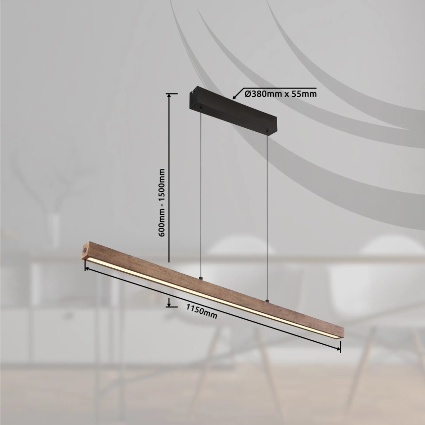 Globo - Dimbare LED-hanglamp met aanraakbediening aan kabel LED/24W/230V + LED/3W 3000K bruin