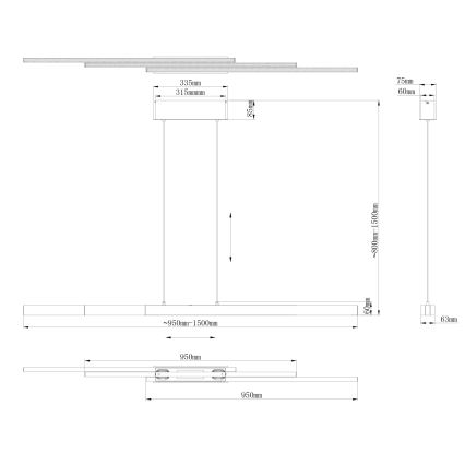 Globo - Dimbare LED-hanglamp met touchbediening aan kabel LED/39W/230V 2700/4000/6000K grijs