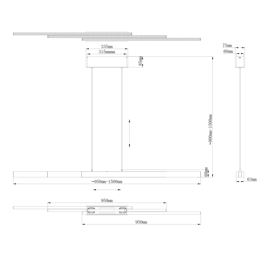 Globo - Dimbare LED-hanglamp met touchbediening aan kabel LED/39W/230V 2700/4000/6000K grijs