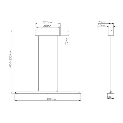 Globo - LED touch-dimbare hanglamp aan kabel LED/20W/230V 3000/4000/6500K