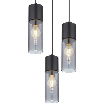 Globo - Hanglamp aan kabel 3xE27/25W/230V Ø 30 cm zwart