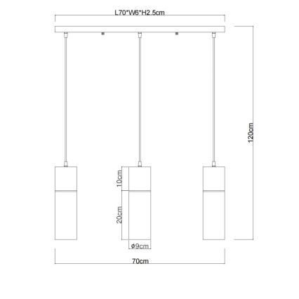 Globo - Hanglamp aan kabel 3xE27/25W/230V zwart