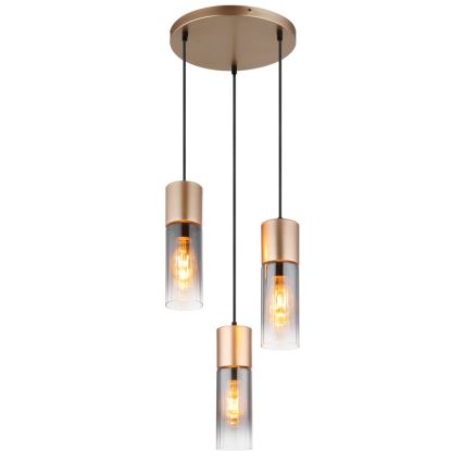 Globo - Hanglamp aan een koord 3xE27/25W/230V brons diameter 34 cm