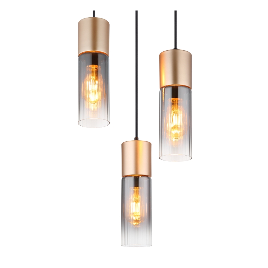Globo - Hanglamp aan een koord 3xE27/25W/230V brons diameter 34 cm