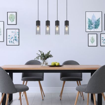 Globo - Hanglamp aan kabel 4xE27/25W/230V zwart