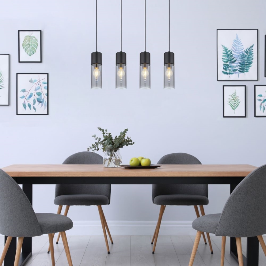 Globo - Hanglamp aan kabel 4xE27/25W/230V zwart