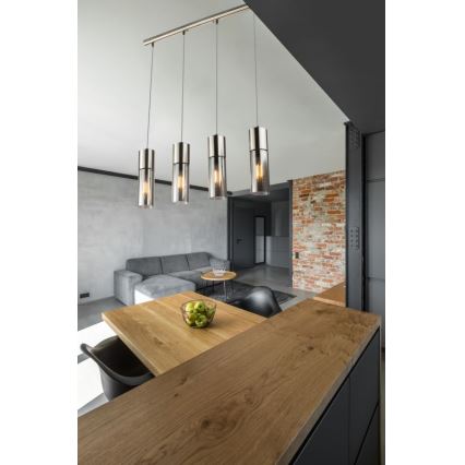 Globo - Hanglamp aan een koord 4xE27/25W/230V mat chroom