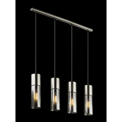 Globo - Hanglamp aan een koord 4xE27/25W/230V mat chroom