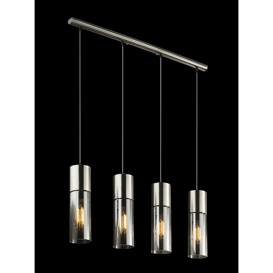 Globo - Hanglamp aan een koord 4xE27/25W/230V mat chroom
