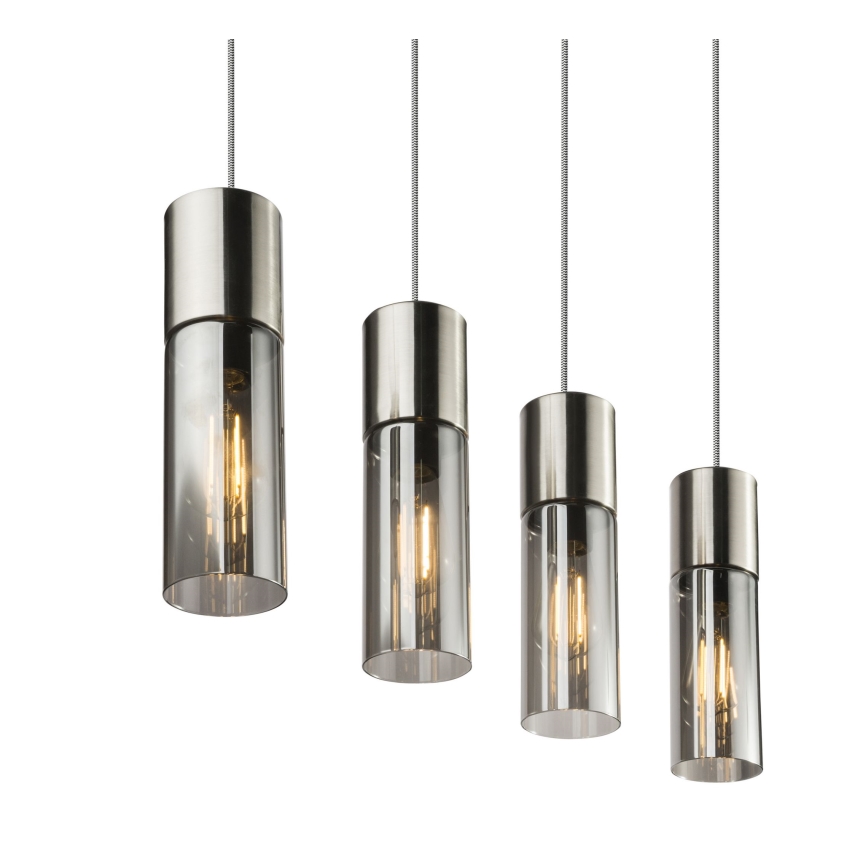 Globo - Hanglamp aan een koord 4xE27/25W/230V mat chroom