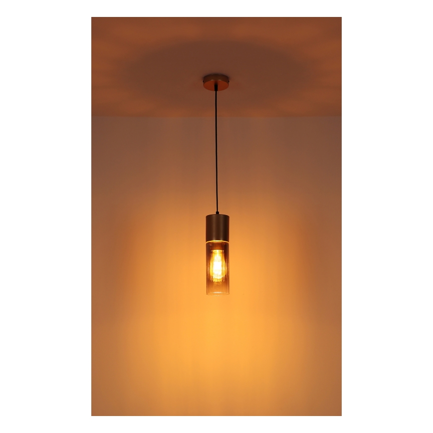 Globo - Hanglamp aan een koord 1xE27/25W/230V brons diameter 10 cm