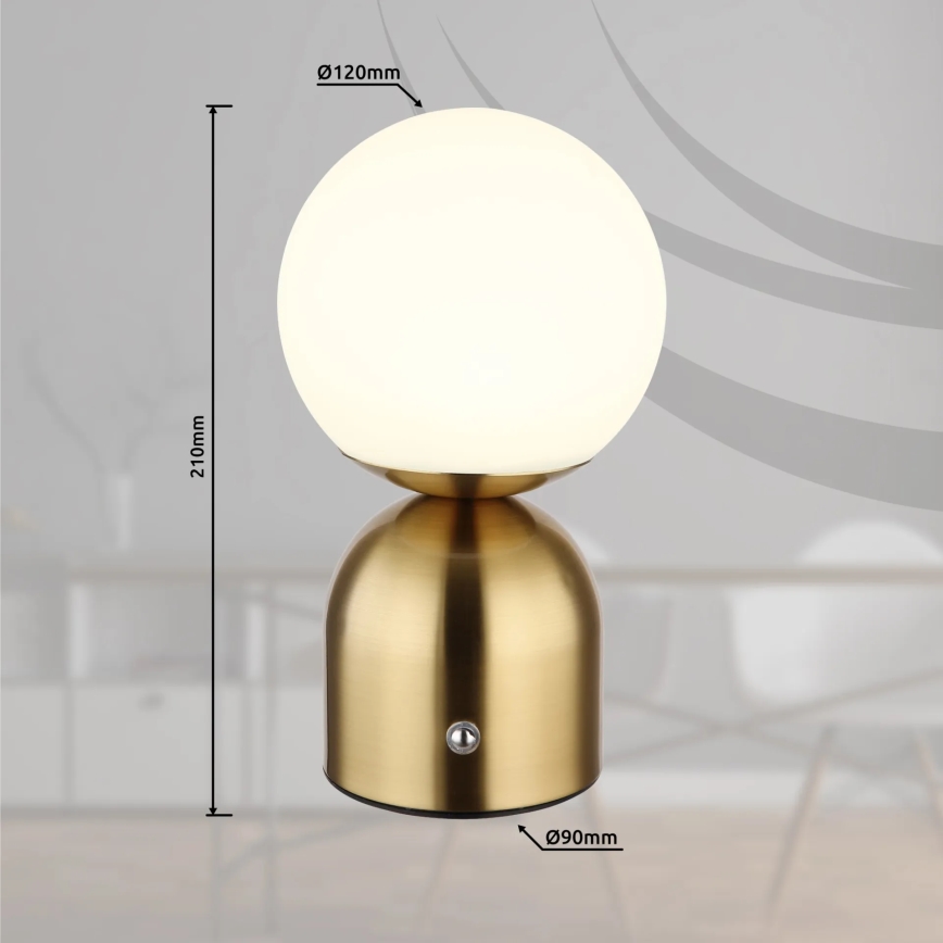 Globo - Dimbaar LED touch tafellampje LED/2,5W/3,7V 2700K/4000K/6500K 1800 mAh USB messing