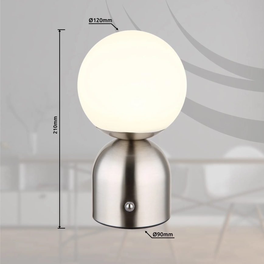 Globo - Dimbaar LED touch tafellampje LED/2,5W/3,7V 2700K/4000K/6500K 1800 mAh USB mat chroom