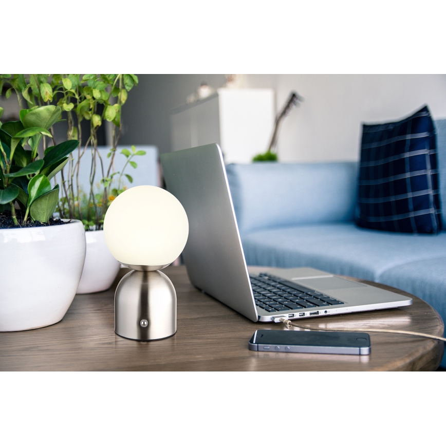 Globo - LED dimbare touch tafellamp LED/2,5W/3,7V 2700K/4000K/6500K 1800 mAh USB mat chroom