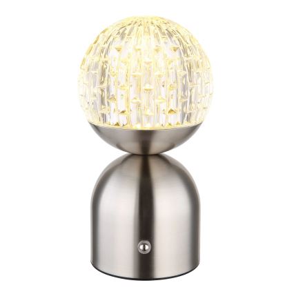 Globo - Dimbaar LED touch tafellampje LED/2,5W/3,7V 2700/4000/6500K 1800 mAh USB mat chroom