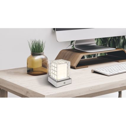 Globo - Dimbaar LED touch tafellampje LED/2,5W/3,7V 2700K/4000K/6500K 1800 mAh USB mat chroom