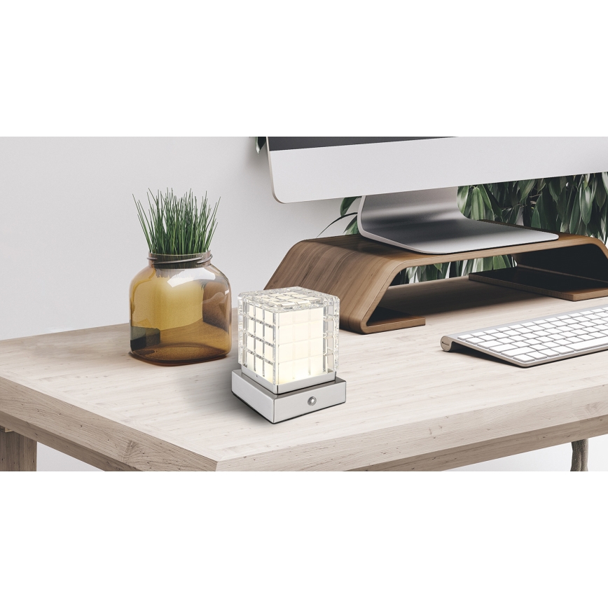 Globo - Dimbaar LED touch tafellampje LED/2,5W/3,7V 2700K/4000K/6500K 1800 mAh USB mat chroom