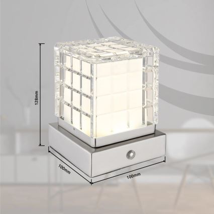 Globo - Dimbaar LED touch tafellampje LED/2,5W/3,7V 2700K/4000K/6500K 1800 mAh USB mat chroom