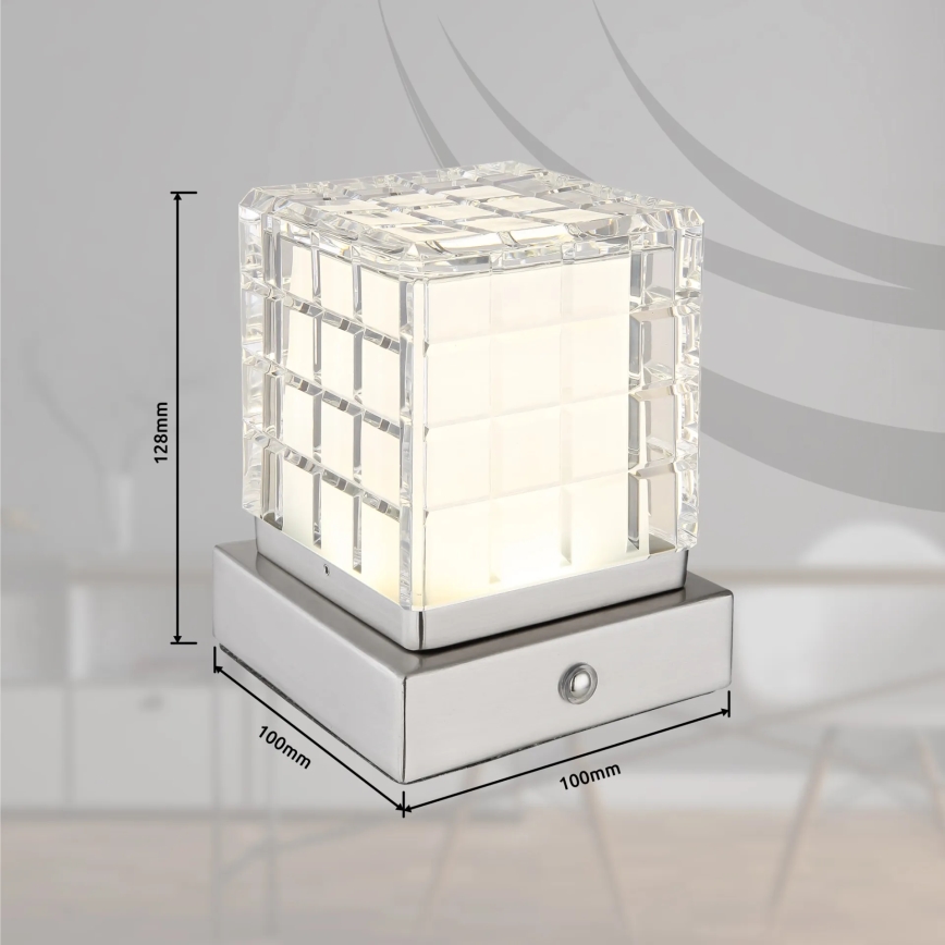 Globo - Dimbaar LED touch tafellampje LED/2,5W/3,7V 2700K/4000K/6500K 1800 mAh USB mat chroom