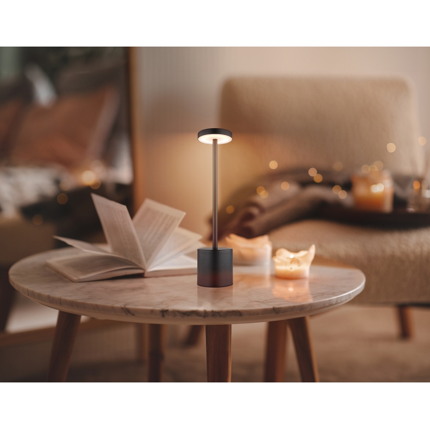 Globo - Dimbaar LED touch tafellampje LED/1,2W/3,7V 2000K/3500K/7000K 1200 mAh USB zwart