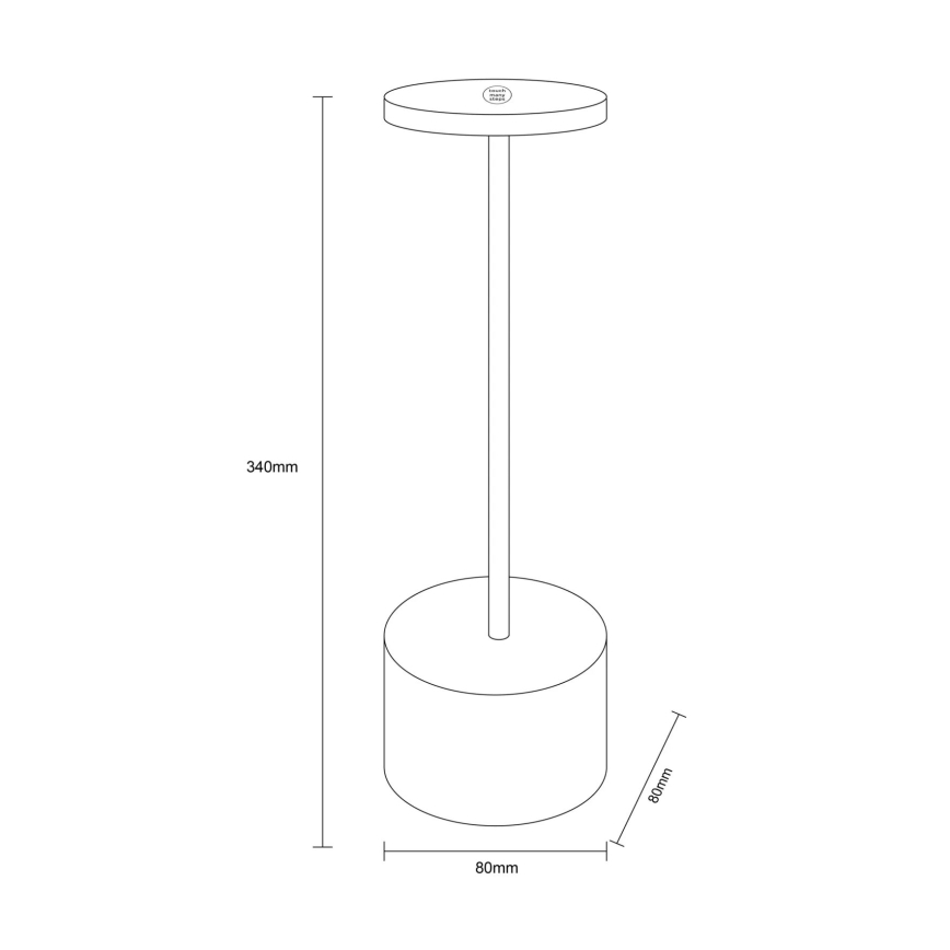 Globo - Dimbaar LED touch tafellampje LED/1,2W/3,7V 2000K/3500K/7000K 1200 mAh USB zwart