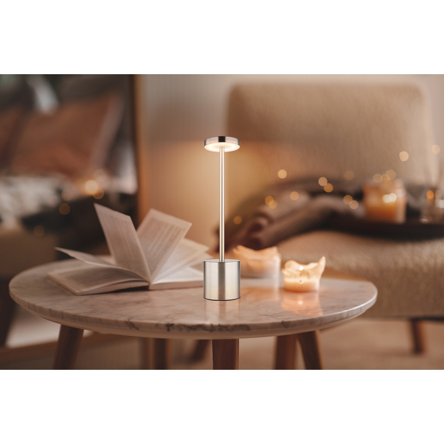 Globo - Dimbaar LED touch tafellampje LED/1,2W/3,7V 2000K/3500K/7000K 1200 mAh USB mat chroom