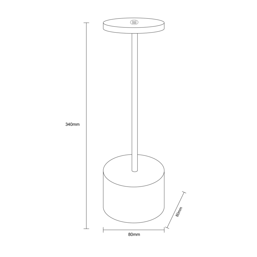 Globo - Dimbaar LED touch tafellampje LED/1,2W/3,7V 2000K/3500K/7000K 1200 mAh USB mat chroom