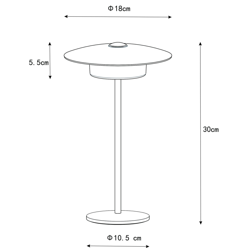 Globo - LED Buiten oplaadbaar aanraken tafellamp LED/3W/3,7V 1800/2700/3000K IP44 1800 mAh wit