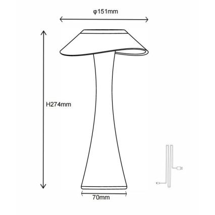 Globo - LED Dimbare oplaadbare tafellamp LED/2,5W/3,7V 1200mAh 2700K/4500K/6500K wit