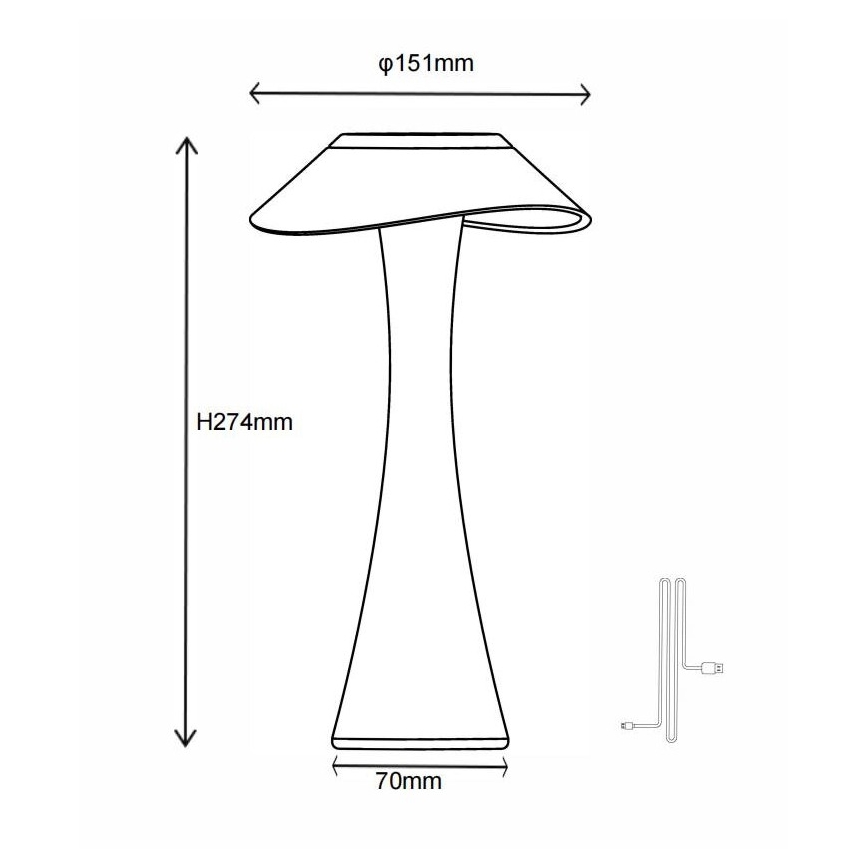 Globo - LED Dimbare oplaadbare tafellamp LED/2,5W/3,7V 1200mAh 2700K/4500K/6500K wit