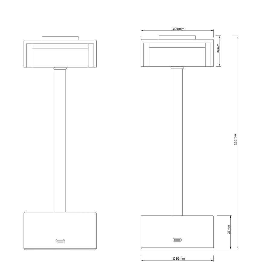Globo - LED Dimbare oplaadbare touch tafellamp LED/2,5W/3,7V 2700/4000/6500K 1800mAh messing