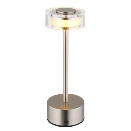 Globo - LED Dimbare oplaadbare touch tafellamp LED/2,5W/3,7V 2700/4000/6500K 1800mAh mat chroom