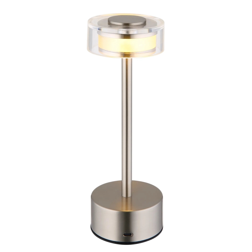 Globo - LED Dimbare oplaadbare touch tafellamp LED/2,5W/3,7V 2700/4000/6500K 1800mAh mat chroom