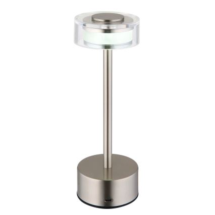 Globo - LED Dimbare oplaadbare touch tafellamp LED/2,5W/3,7V 2700/4000/6500K 1800mAh mat chroom