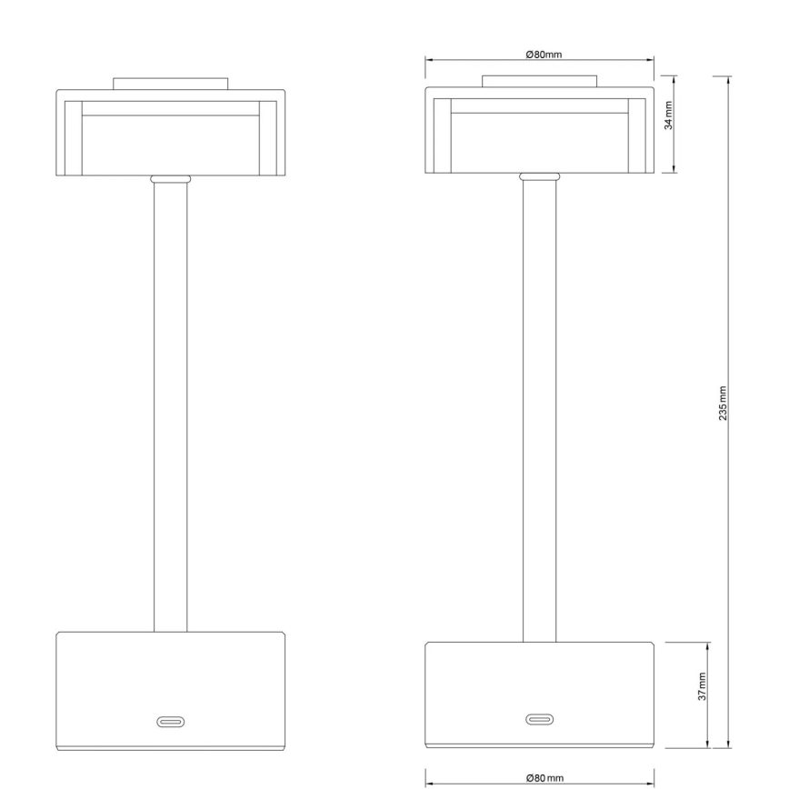 Globo - LED Dimbare oplaadbare touch tafellamp LED/2,5W/3,7V 2700/4000/6500K 1800mAh mat chroom