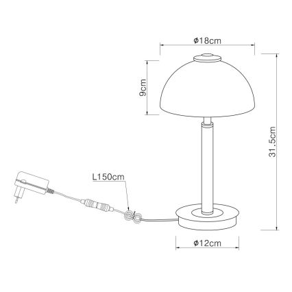 Globo - LED dimbare tafellamp met aanraakschakelaar LED/7W/230V 3000K messing
