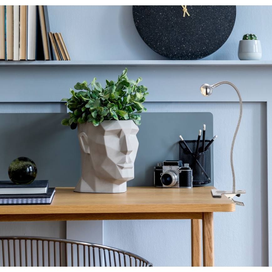 Globo - Flexibele LED-lamp met clip LED/3W/230V mat chroom