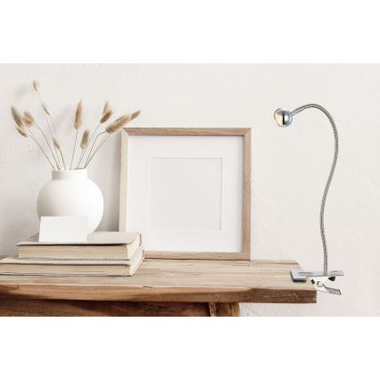 Globo - LED flexibele lamp met klem LED/3W/230V mat chroom