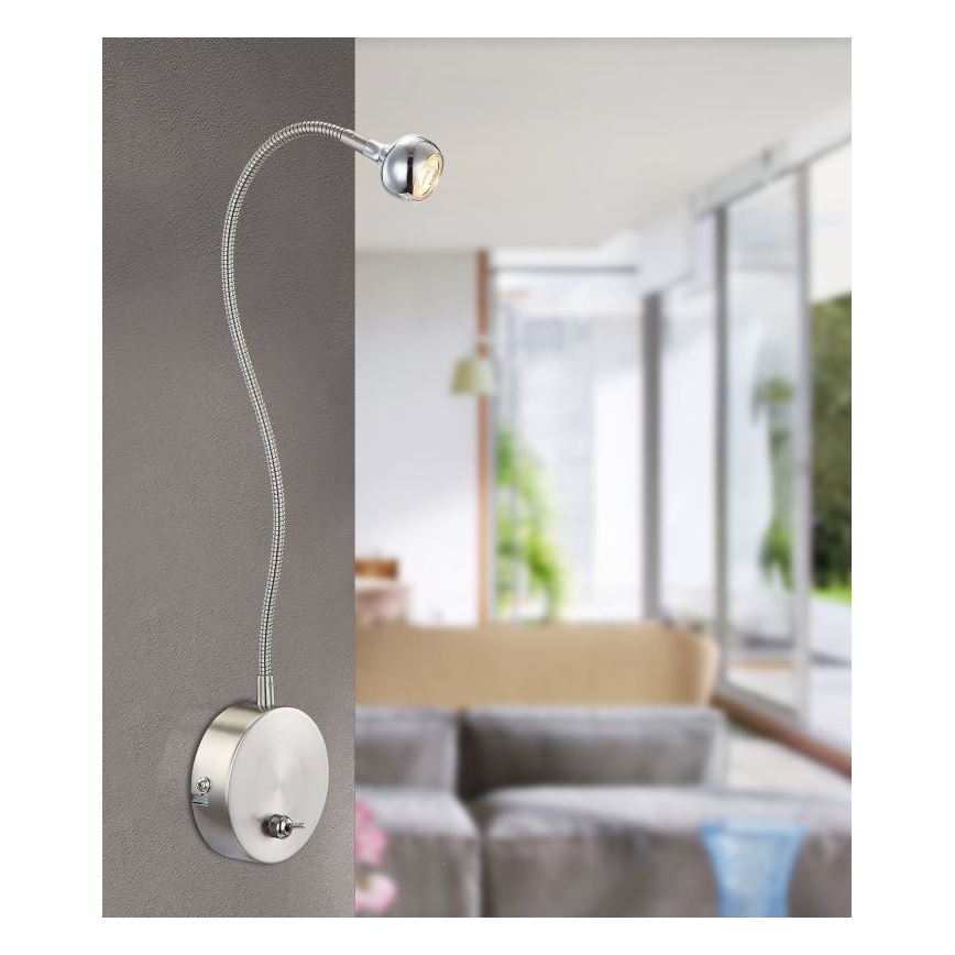 Globo - LED Flexibele lamp LED/3W/230V glanzend chroom