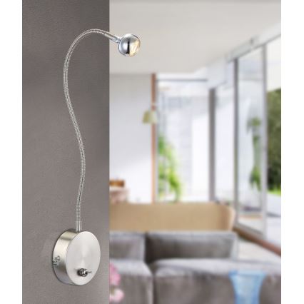 Globo - LED Flexibel klein lampje LED/3W/230V glanzend chroom