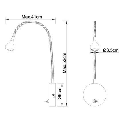 Globo - LED Flexibel klein lampje LED/3W/230V glanzend chroom