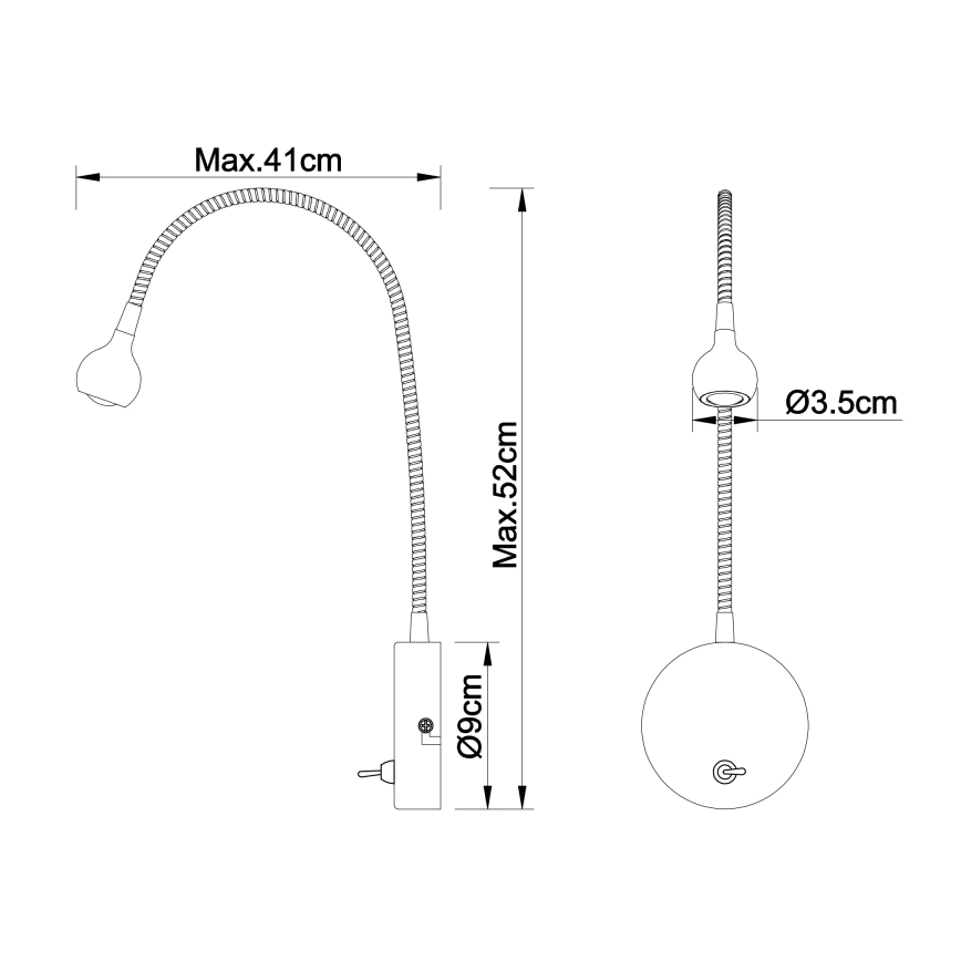 Globo - LED Flexibel klein lampje LED/3W/230V glanzend chroom