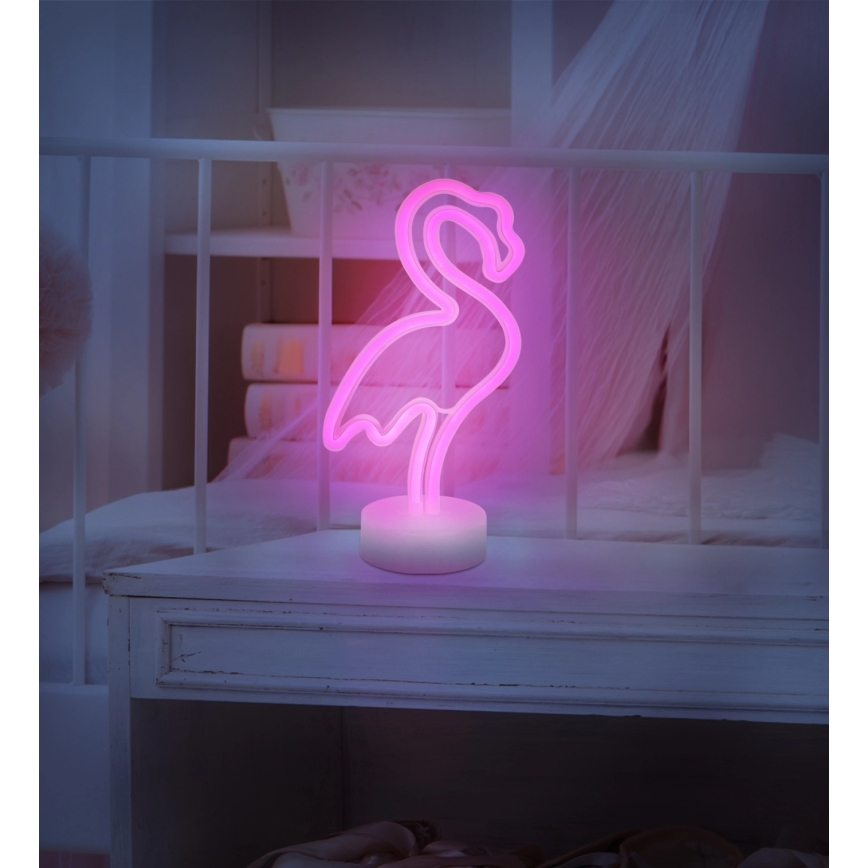 Globo - LED Neon tafel decoratie LED/2W/3xAA flamingo