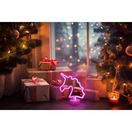 Globo - LED Neon tafel decoratie LED/2W/3xAA eenhoorn
