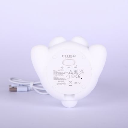 Globo - LED RGBW dimbaar oplaadbaar nachtlampje voor kinderen LED/1W/5V 1200 mAh beer