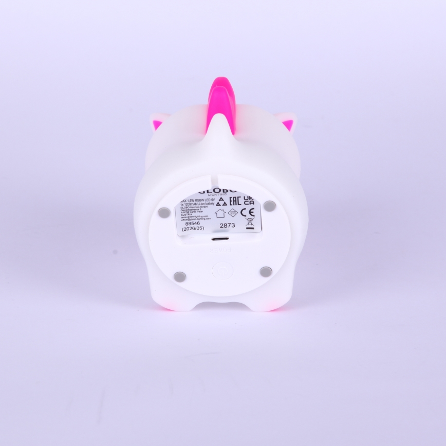 Globo - LED RGBW Dimbaar oplaadbaar nachtlampje voor kinderen LED/1,5W/5V 1200 mAh eenhoorn
