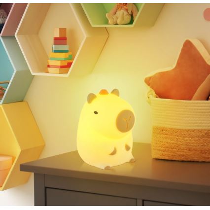 Globo - LED RGBW dimbaar, oplaadbaar nachtlampje voor kinderen LED/1,5W/5V 1200 mAh capibara