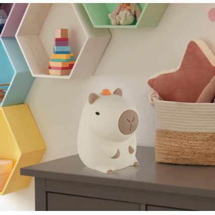 Globo - LED RGBW dimbaar, oplaadbaar nachtlampje voor kinderen LED/1,5W/5V 1200 mAh capibara