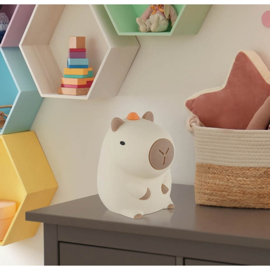 Globo - LED RGBW dimbaar, oplaadbaar nachtlampje voor kinderen LED/1,5W/5V 1200 mAh capibara