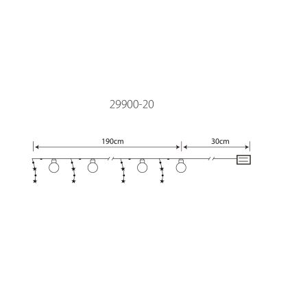 Globo 29900-20 - LED decoratieve ketting 20xLED/0,03W/2xAA